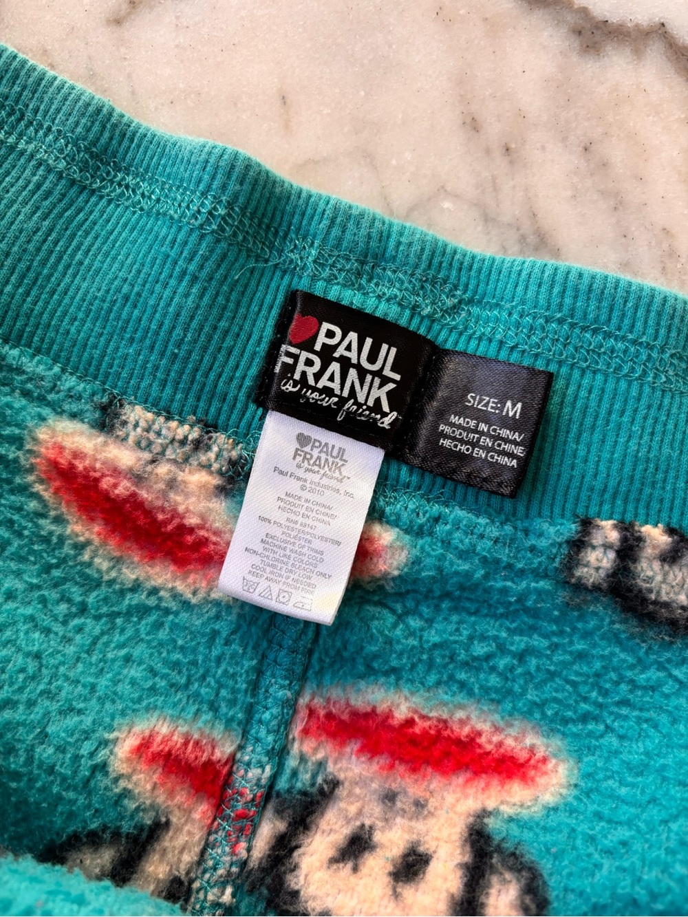 Paul Frank Turquoise Monkey Fleece Pajama Shorts - Picture 3 of 5